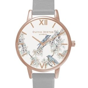 Olivia Burton Woodland Watch Grey & Rose Gold Tone